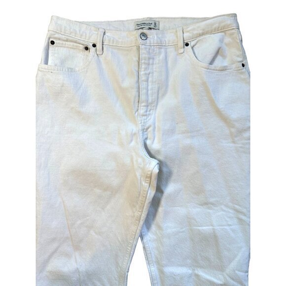 Abercrombie & Fitch Womens Jeans‎ Size 33 / 16 White Ultra High Rich Kick Flare - Picture 2 of 10